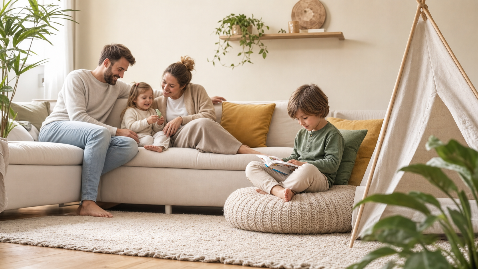 Scène LUMI chaleureuse illustrant l'article sur l'importance des places attitrées à table dans le quotidien familial